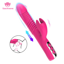 SacKnove Adult Toy Fun Rechargeable Waterproof Large Silicone Telescopic Thrusting g Spot Bunny Rabbit Ear Sex Vibrator